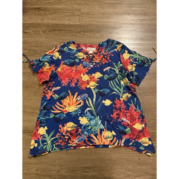 Alfred Dunner Tops - Alfred Dunner Tropical Fish Sea Colorful Top 1X